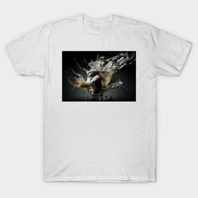 Cyberpunk Gasmask Artwork / Gasmask Splashing In Water T-Shirt by Unwind-Art-Work